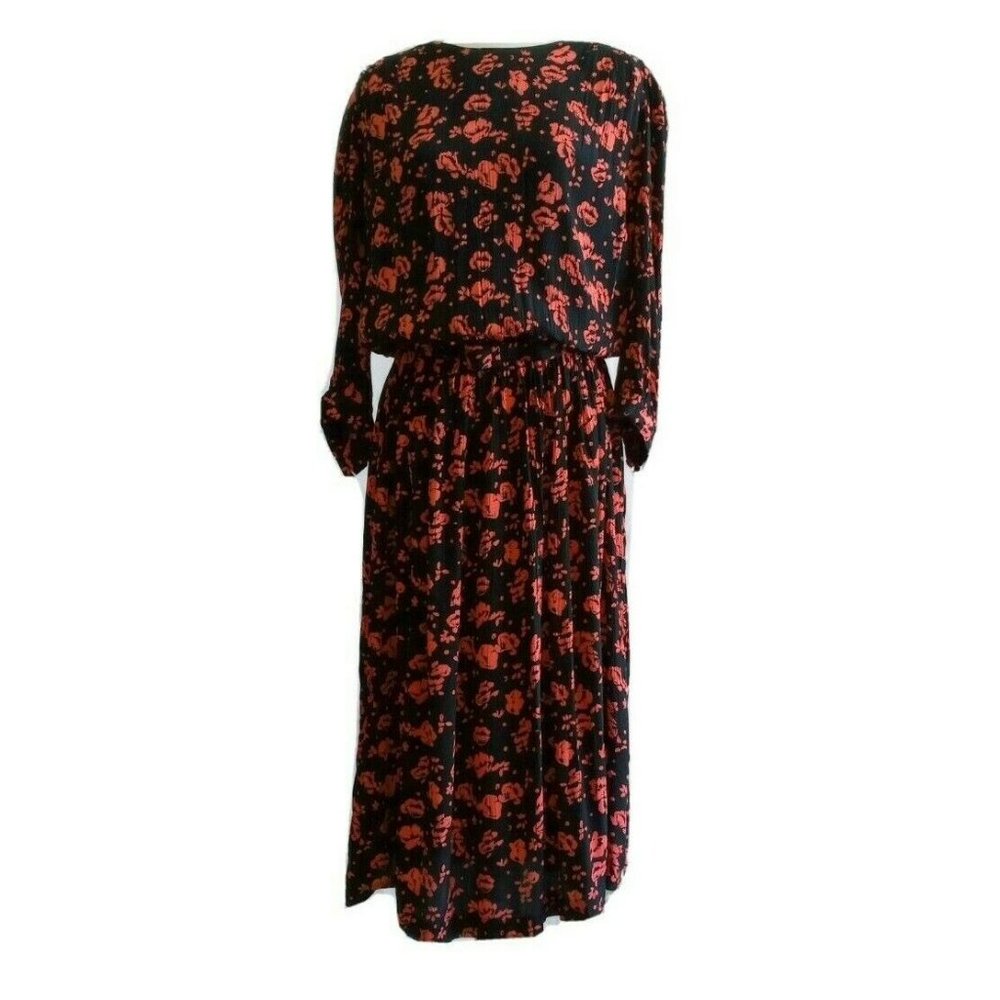 Vintage Karin Stevens Dress Size‎ 12 Black Floral